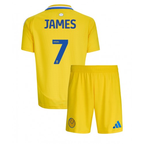 Fotbalové Dres Leeds United Daniel James #7 Dětské Venkovní 2024-25 Krátký Rukáv (+ trenýrky)